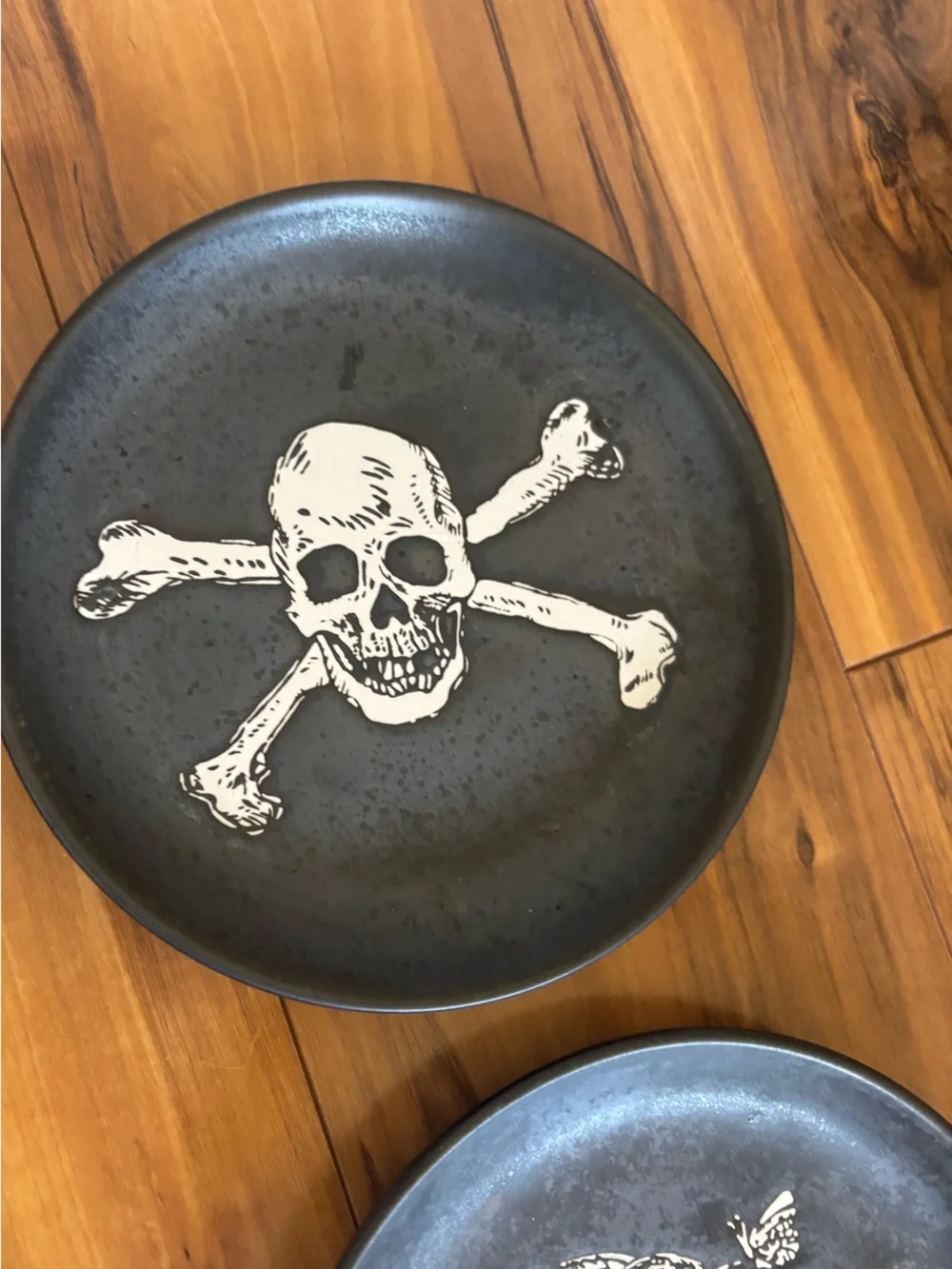 Threshold Stoneware Appetizer Plates black charcoal cream design snake pumpkin